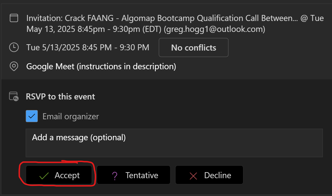 Example Confirmation Email